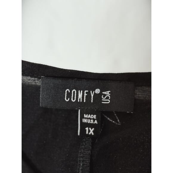 COMFY USA 1X Funky Black and White Dress / Long Tunic 1X #0036 ARTWEAR Design - Picture 5 of 6